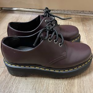 Platform burgundy doc martens. Worn once, size 8.